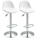 Set 2 Sgabelli Bar 40x42x82-104 cm con Schienale e Poggiapiedi in Similpelle Bianco