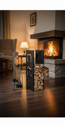 Portalegna per Camino da Interno 350x350x1100 cm in Acciaio Crea Fooc Nero