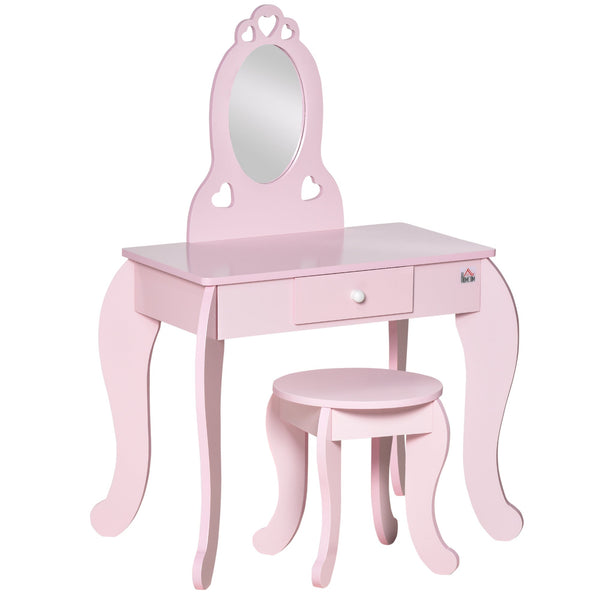 prezzo Postazione Trucco Specchiera Giocattolo per Bambini in Legno Rosa