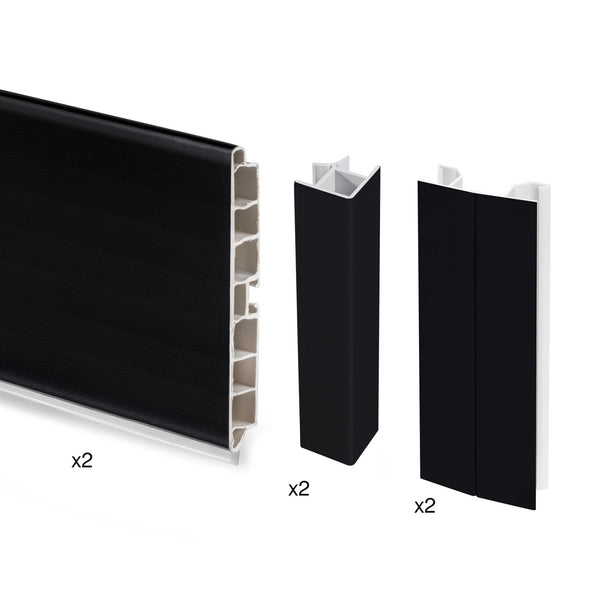 acquista Kit Battiscopa da Cucina con Accessori H 150 mm in Tecnoplastica Emuca Nero