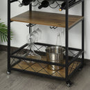 Carrello da Cucina 77x44,5x91 cm 3 Ripiani Portabicchieri e Ruote in Legno e Metallo 