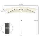 Ombrellone da Giardino 1,9x2,9x2,4 m Palo Ø38 mm in Alluminio Metallo e Poliestere Bianco Crema