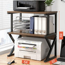 Scaffale da Scrivania Multiuso 3 Ripiani 54x37x69 cm per Stampante Ufficio in MDF Noce e Nero