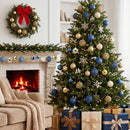 Set 100 Palline di Natale Ø3-4-6 cm con Gancio in Plastica Oro e Blu      
