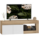 Mobile TV Max 60"" con Armadietto 2 Ante e Ripiano Aperto 140x40x48 cm Legno Naturale e Bianco 
