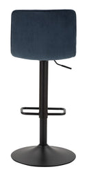 Sgabello Bar High Navy 43x49,5x85,5 cm in Ferro e Compensato e Spugna e Poliestere Nero e Blu      