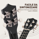 Ukulele per Principianti da 21 Pollici Plettro e Corda di Ricambio in Legno con Corde in Nylon Nero      