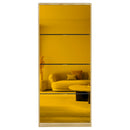 Scarpiera Slim 4 Ante a Ribalta 63x24x150 cm con Frontali a Specchio e Maniglie Integrate in Legno Marrone      