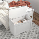 Panca Contenitore in Legno con Cuscino in Tessuto 103L 75x40x56cm Bianco 