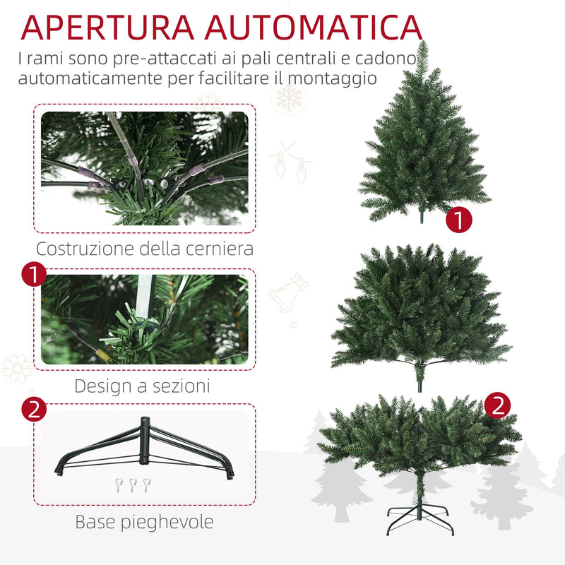 Albero di Natale Artificiale 180 cm 800 Rami Verde