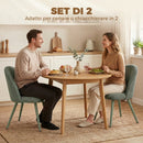 Set 2 Sedie da Pranzo 51x54x84 cm con Seduta Imbottita e Gambe in Metallo in Velluto Verde Scuro      