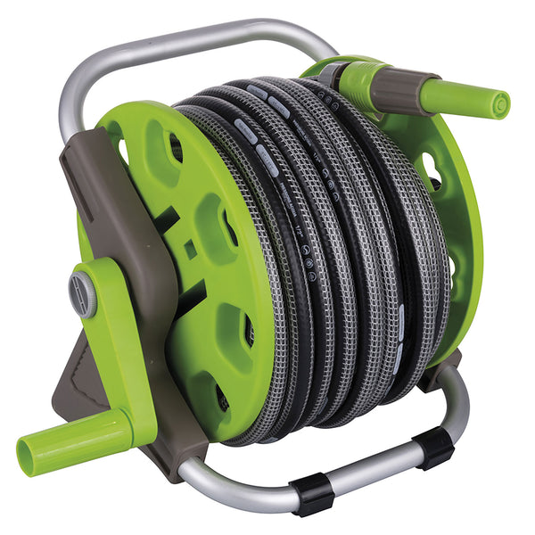 Set Tubo da Giardino con Avvolgitubo 20 m Lancia a Spruzzo Regolabile in PVC PP e Alluminio Verde e Grigio sconto