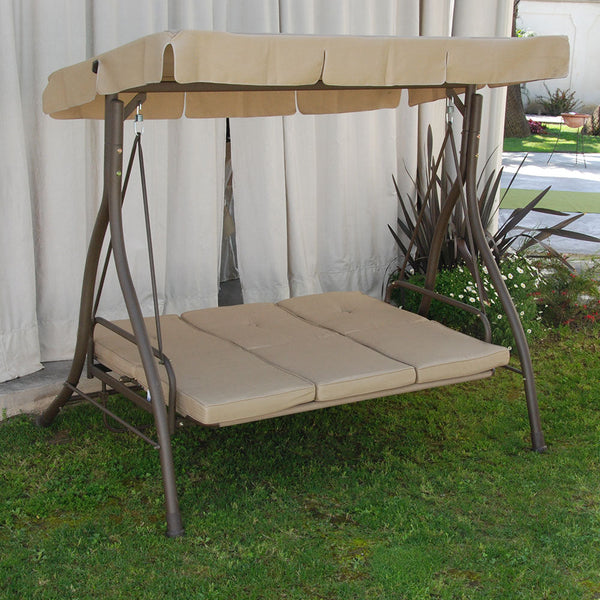 acquista Dondolo 3 Posti Reclinabile Struttura in Ferro per Arredo Giardino Esterno