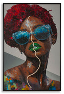Stampa con LED su Tela Afro 60x3,5x90 cm in Tela e Plastica e MDF Multicolor      