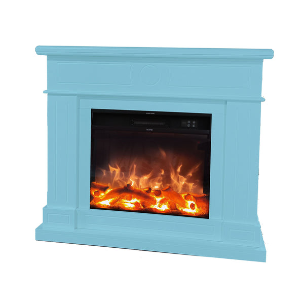 acquista Camino Elettrico da Pavimento 109x102x21,5 cm Effetto Fiamma 1500W Sined Lipari Turchese