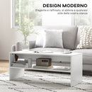 Tavolino da Caffè Moderno 100x40x41,5 cm a 2 Livelli con Vani a Giorno in Legno Bianco  