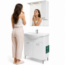 Mobile Bagno da Terra 82x34,7x88,5 cm con Lavabo Specchiera e 2 Ante in Truciolato e MDF Bianco      