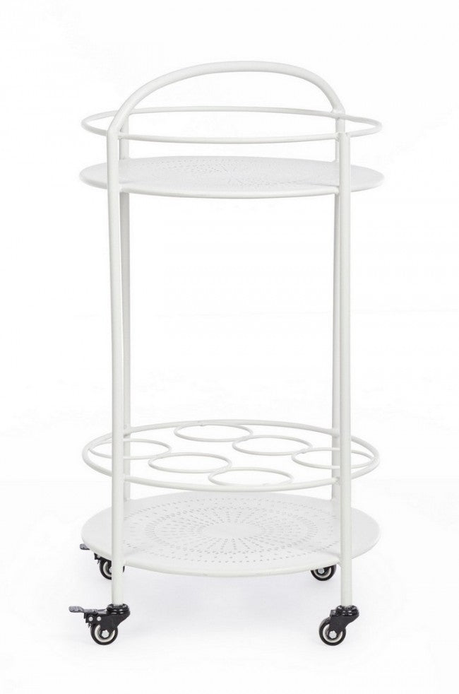 Carrello con Porta Bottiglie Burton Bianco in Metallo