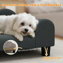 Divano per Cani 66x42x28,5 cm con Braccioli di Supporto in Legno Multistrato e Tessuto French Terry Grigio Scuro      