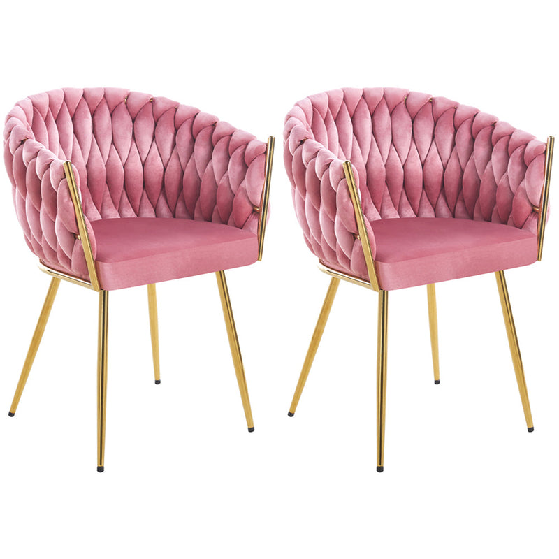 Set Sedie per Sala da Pranzo e Ufficio in Velluto Rosa Antico