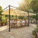 Pergola da Giardino 570x295 cm con Tettuccio Scorrevole UV50+ in Metallo Beige      