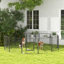 Recinto per Cani a 12 Pannelli Modulabili da 80x1,5x80 cm con Picchetti in Acciaio Grigio   