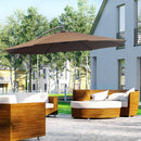 Ombrellone Decentrato da Giardino Ø300x250 cm con Base a Croce e Manovella in Acciaio e Poliestere Caffè  