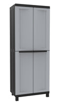 Armadio Portascope Modulare da Esterno 68x39x170 cm 2 Ante 4 Ripiani in Polipropilene Twist Grigio e Nero