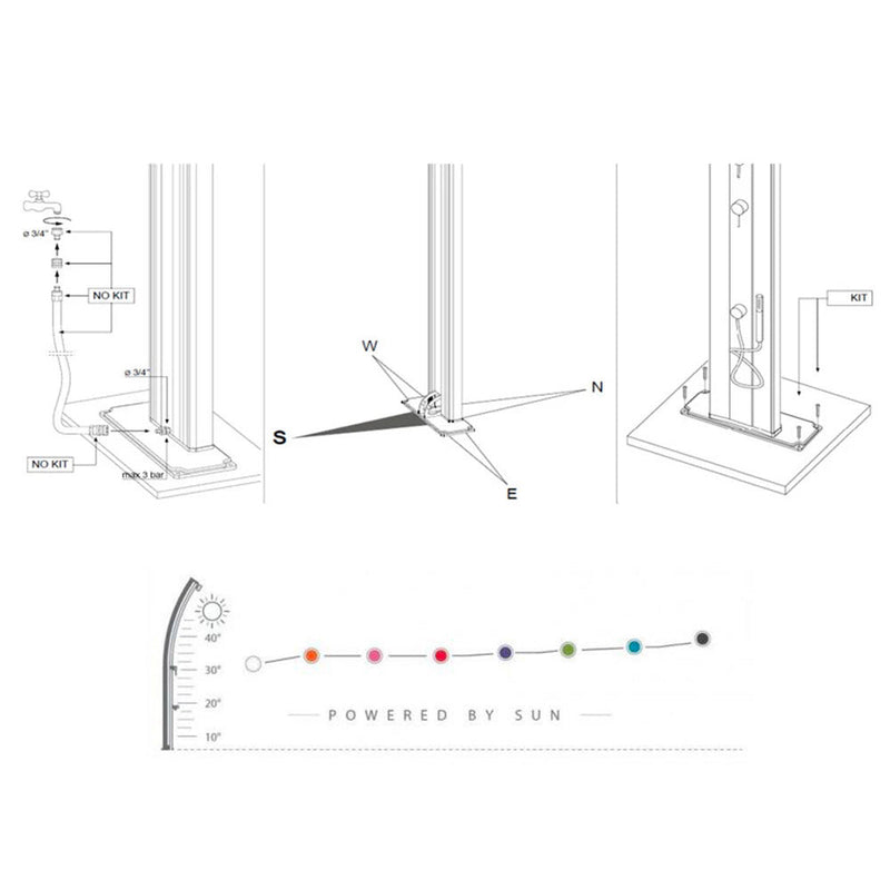 Doccia Solare da Giardino 75L Miscelatore e Lavapiedi Arkema Energy Pro Bianco Crema