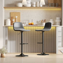 Set 2 Sgabelli da Bar con Schienale e Altezza Regolabile in Pelle PU Nero  