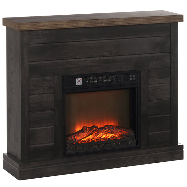 Camino Elettrico da Pavimento 1800W Effetto Fiamma e Telecomando 96,5x22x81,7 cm Grigio Scuro prezzo