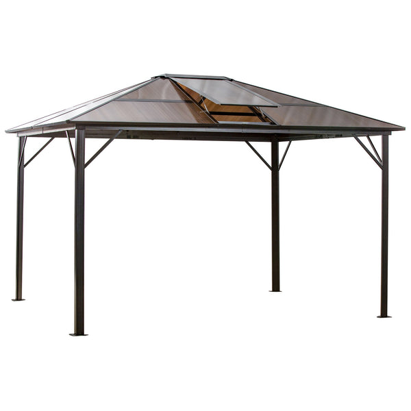 Gazebo da Giardino 3,45x2,8m con Tettuccio in Policarbonato Apribile Marrone online