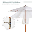 Ombrellone da Giardino Ø2,7 m Palo Ø38 mm in Legno di Pioppo e Bambù Beige