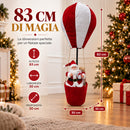 Mongolfiera di Babbo Natale 30x30x83 cm Decorazione Natalizia Bianco e Rosso      