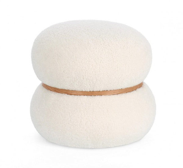 Pouf Ø 43x40 cm Cozy Japandi in Tessuto Bianco sconto
