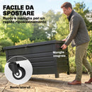 Panca Contenitore da Esterno 120x61x67 cm Capienza 350L con Coperchio Bloccabile in Acciaio Grigio      
