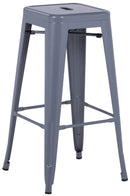 Set 4 Sgabelli da Bar Alto in Metallo Victoria Grigio Antracite