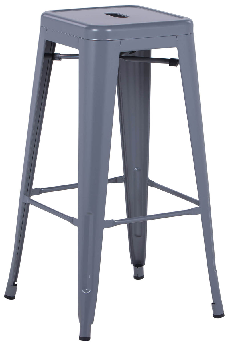 Set 4 Sgabelli da Bar Alto in Metallo Victoria Grigio Antracite