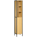Mobile da Bagno a 3 Livelli con Torre per Asciugamani 30x28x168 cm in Truciolato e Acciaio Nero
