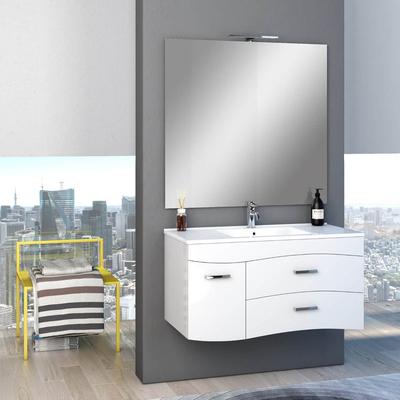 Mobile Bagno Sospeso 101cm TFT Venus Bianco Specchio