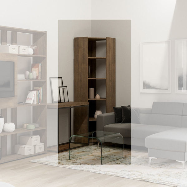 Libreria Angolare Moderna 5 Ripiani 60,3x60,3x205 cm in nobilitato Noce online