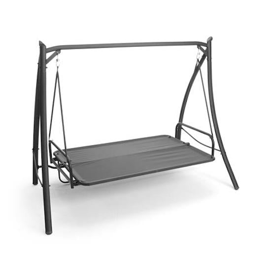 Dondolo da Giardino 3 Posti Reclinabile in Ferro e Poliestere Taddei Panama Blu e Bianco