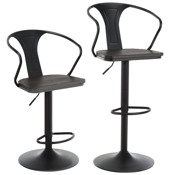 Set 2 Sgabelli da Bar Alti in Acciaio e Legno Neri online