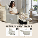 Poltrona Reclinabile 135° Max 73x86x100 cm in Tessuto Effetto Lino Bianco Crema      