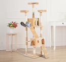 Albero Tiragraffi per Gatti con Due Cucce in Peluche e Sisal Crema 50x50x170 cm 