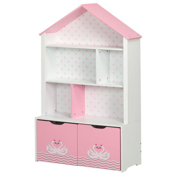 Scaffale Portagiochi per Bambini 78,5x34x127,5 cm con Ripiani Aperti e Cassetti Rosa online