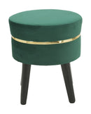 Sgabello Paris Verde Ø35x40,5 cm Legno Spugna e Velluto Sintetico Verde e Oro e Nero