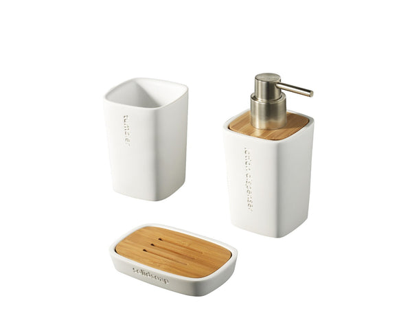 online Set 3 Accessori da Bagno in Resina TFT Accessories Bianco e Bambù