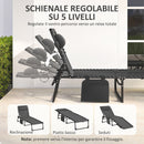 Sdraio da Giardino Pieghevole 185x58x30 cm con Schienale Reclinabile su 5 Posizioni e Cuscino in Tessuto a Rete e Acciaio Nero      