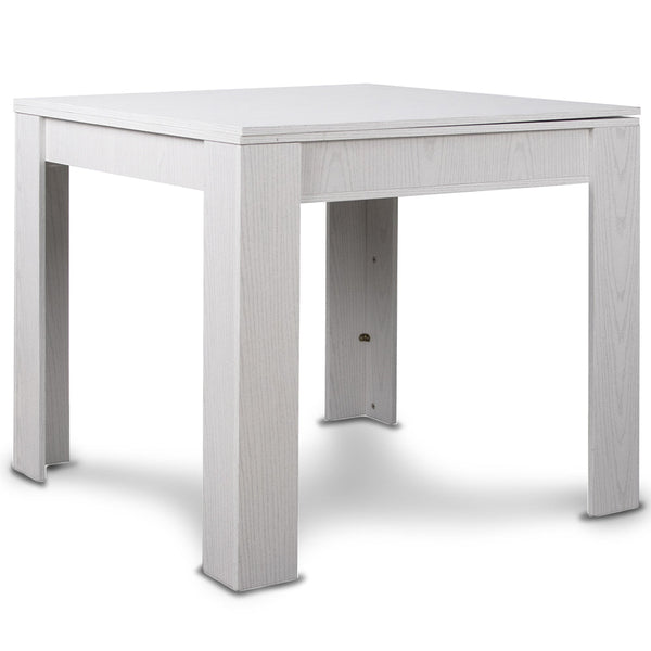 Tavolo da Pranzo Quadrato Allungabile 90x90 in Legno Bianco con Apertura a Libro acquista